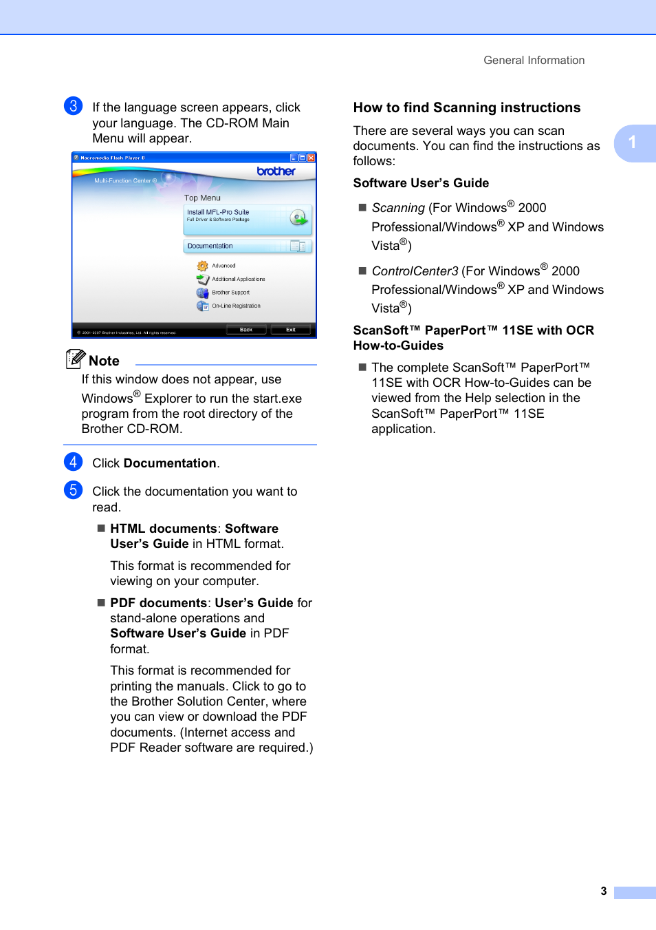 How to find scanning instructions | Brother MFC-250C User Manual | Page 17 / 168