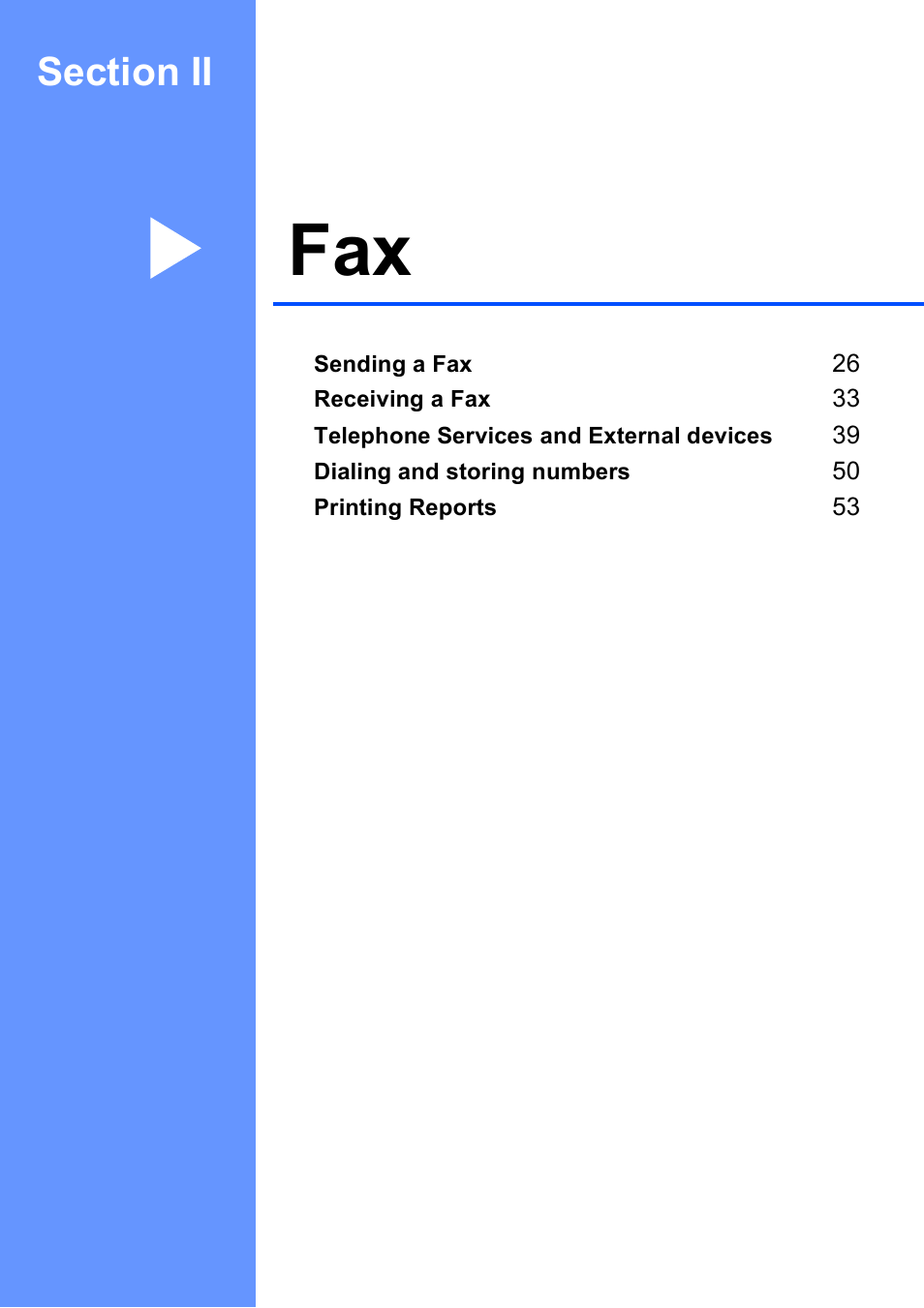 Section ii: fax, Section ii fax | Brother MFC-250C User Manual | Page 39 / 168