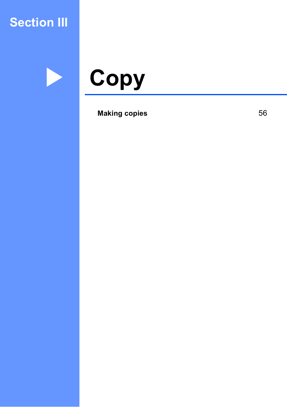 Section iii: copy, Section iii copy, Copy | Brother MFC-250C User Manual | Page 69 / 168