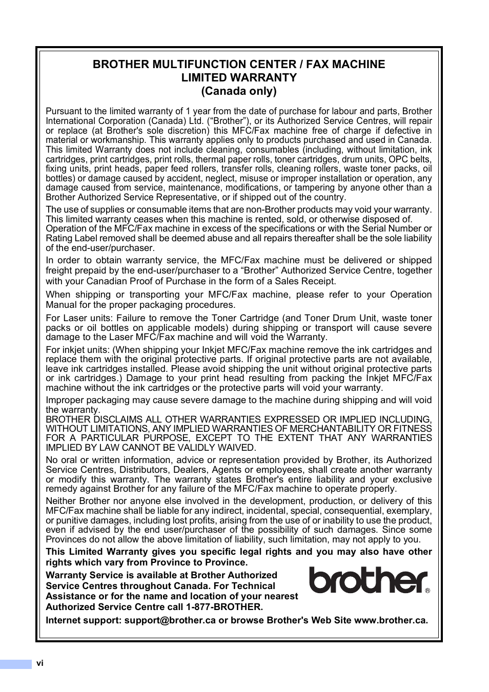 Brother MFC-250C User Manual | Page 8 / 168
