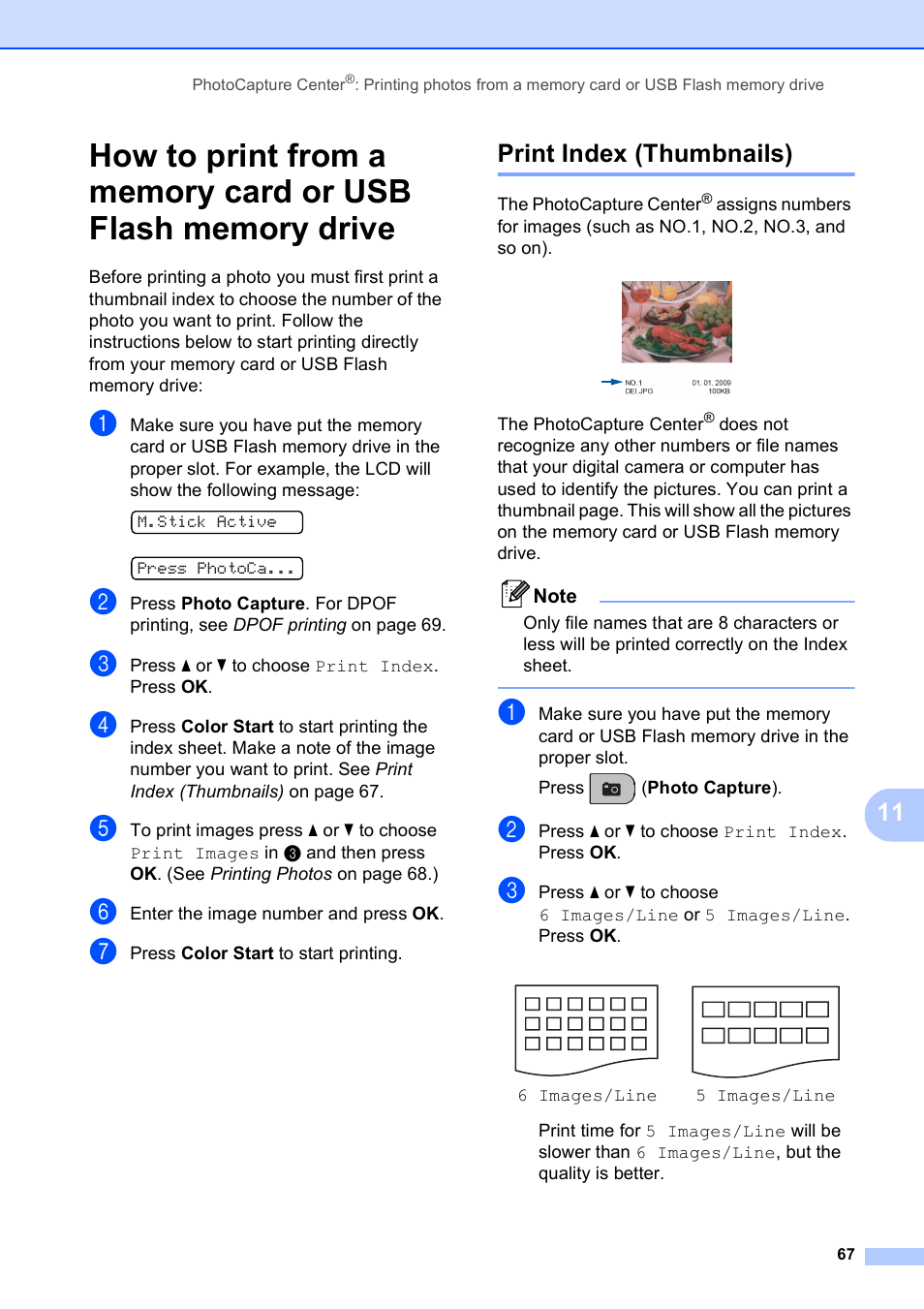 Print index (thumbnails) | Brother MFC-250C User Manual | Page 81 / 168