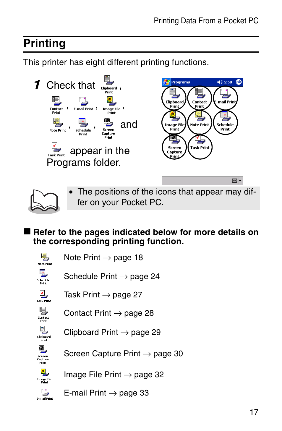 Printing | Brother MW-100 User Manual | Page 19 / 74