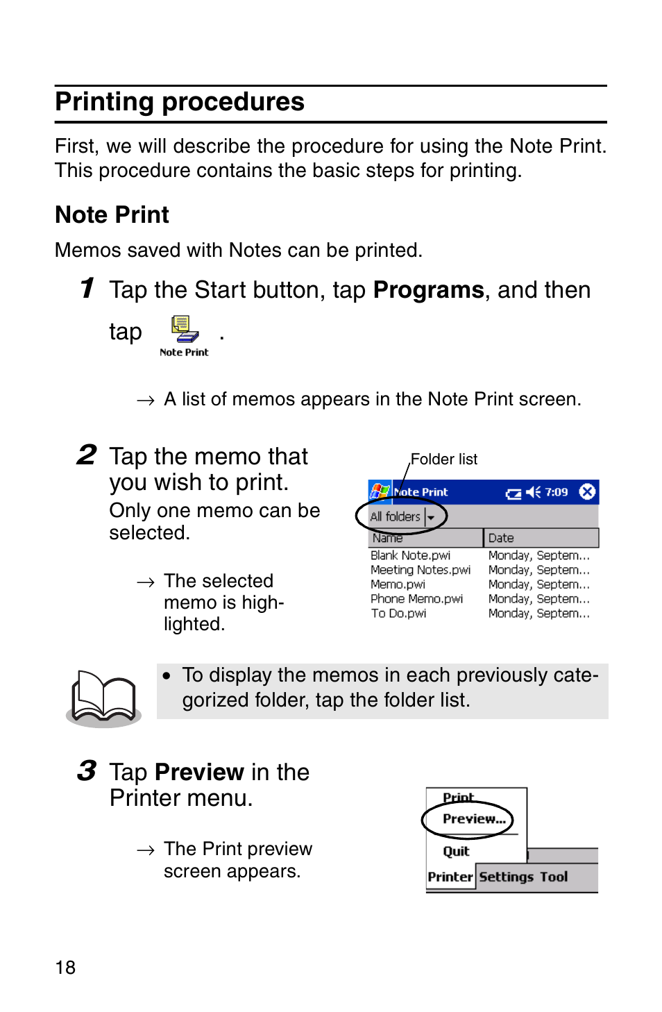 Printing procedures | Brother MW-100 User Manual | Page 20 / 74