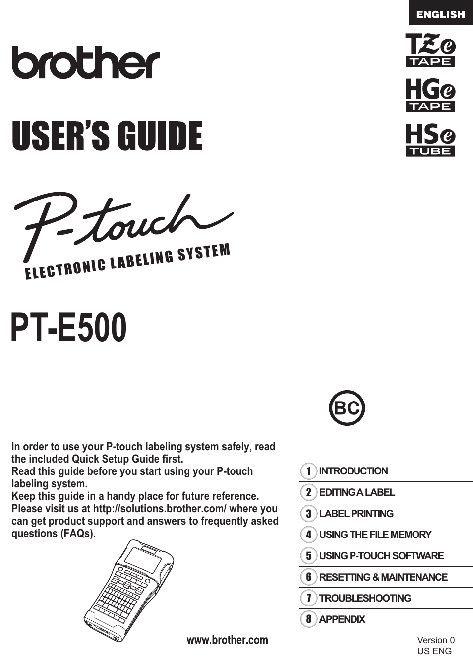 Brother PT-E500 User Manual | 63 pages