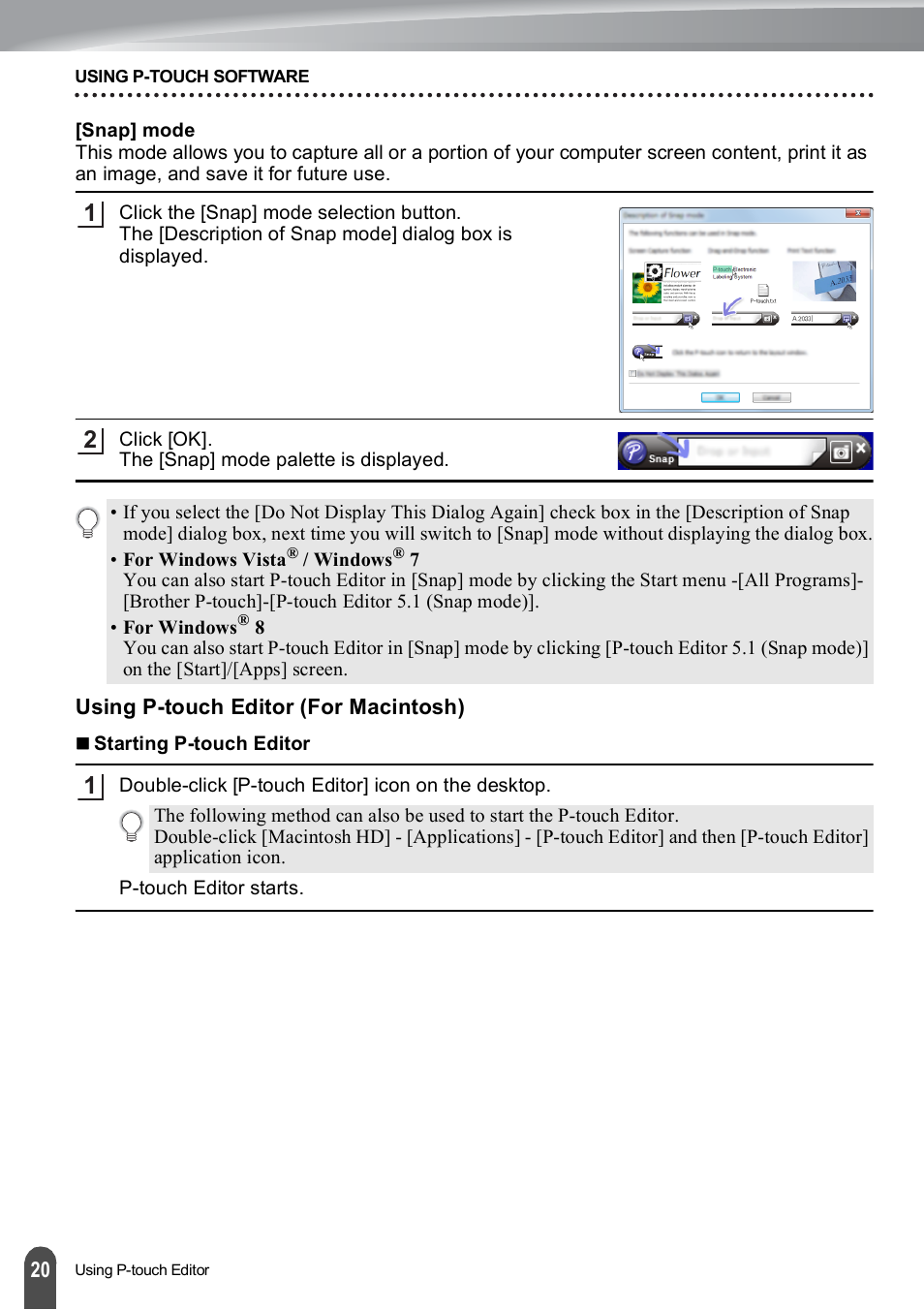 Using p-touch editor (for macintosh) | Brother PT-E500 User Manual | Page 21 / 63