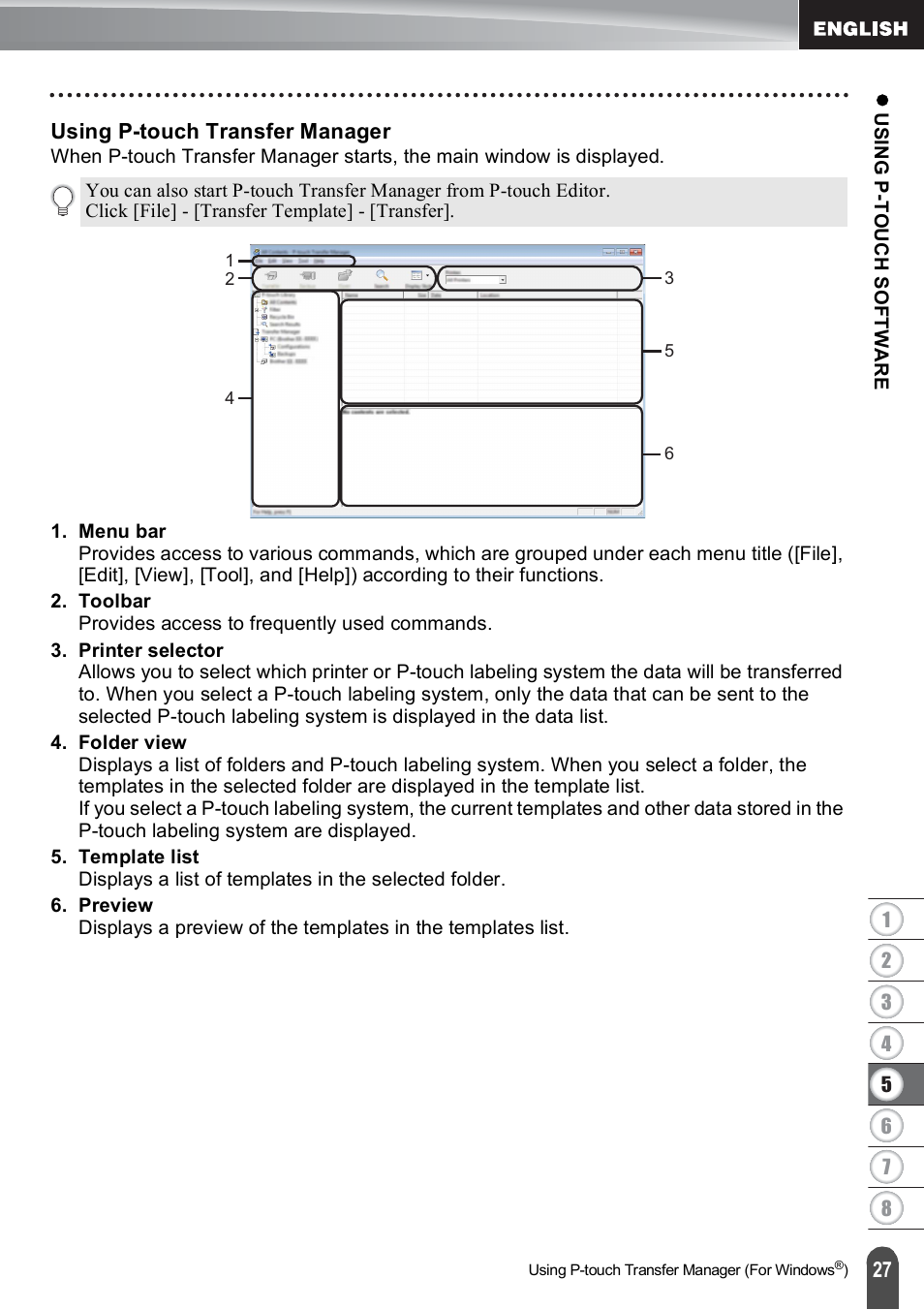 Using p-touch transfer manager, P. 27 | Brother PT-E500 User Manual | Page 28 / 63