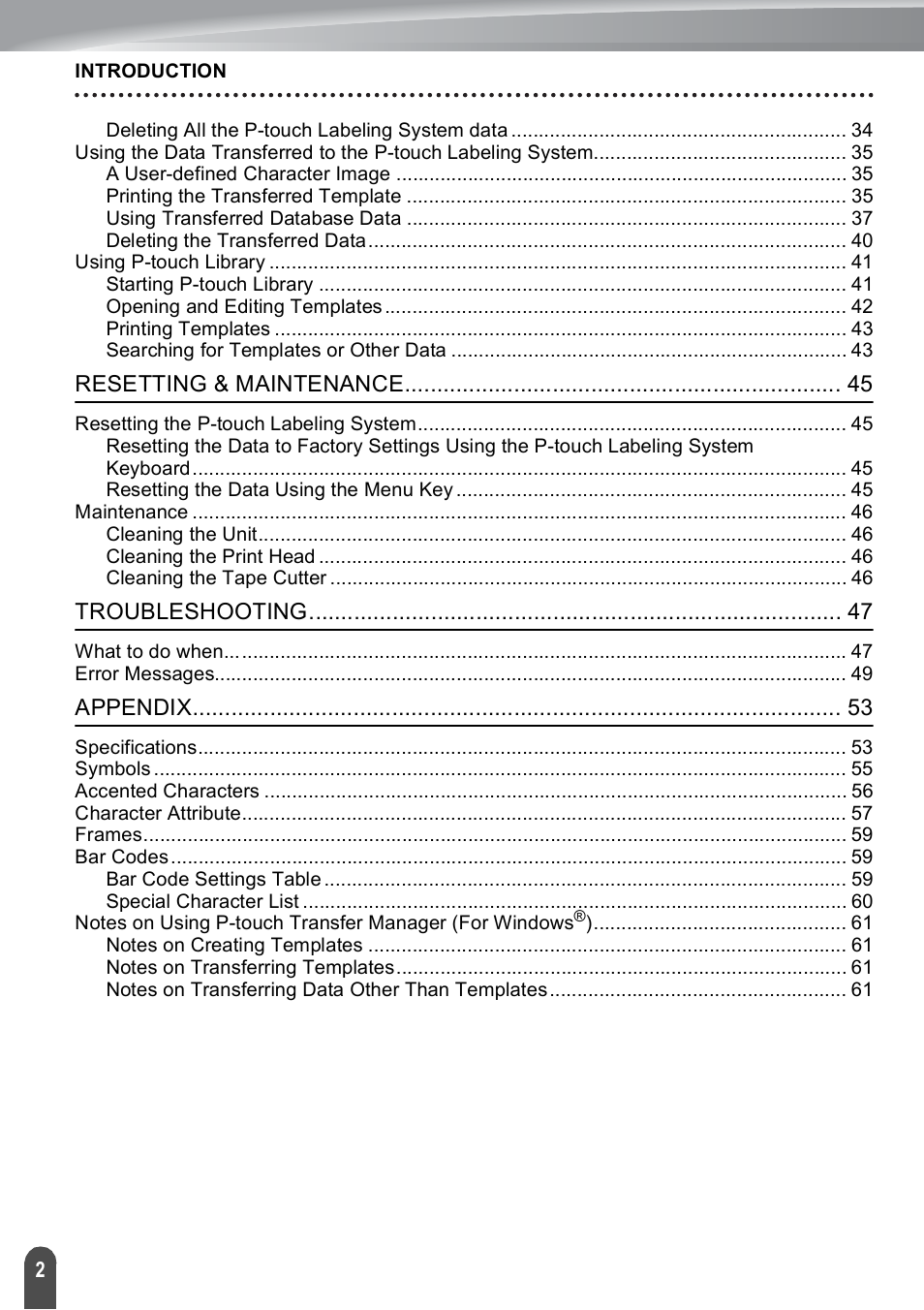 Brother PT-E500 User Manual | Page 3 / 63