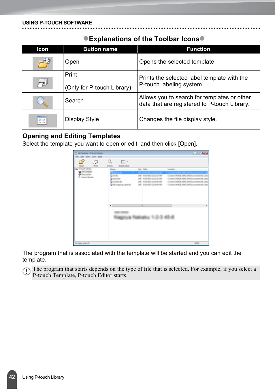 Opening and editing templates | Brother PT-E500 User Manual | Page 43 / 63