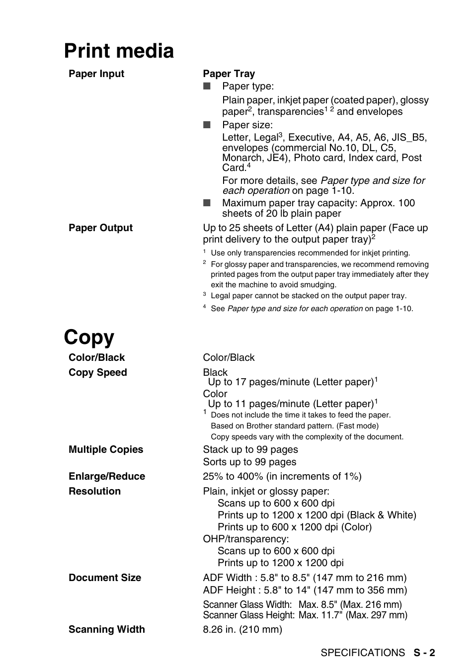Print media, Copy, Print media copy | Brother DCP-120C User Manual | Page 104 / 113