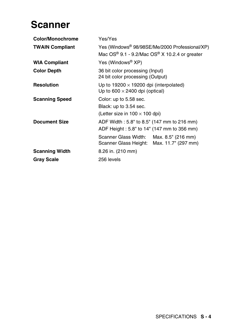 Scanner | Brother DCP-120C User Manual | Page 106 / 113