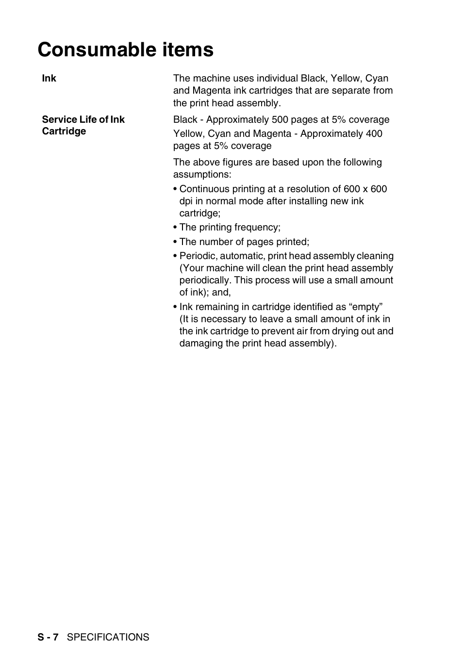 Consumable items | Brother DCP-120C User Manual | Page 109 / 113