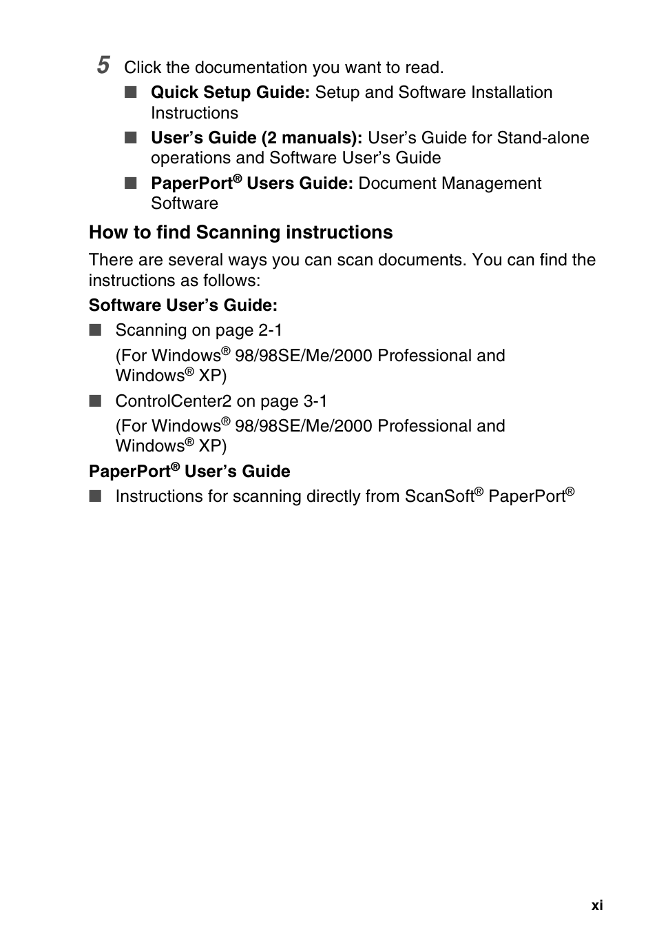 How to find scanning instructions | Brother DCP-120C User Manual | Page 13 / 113
