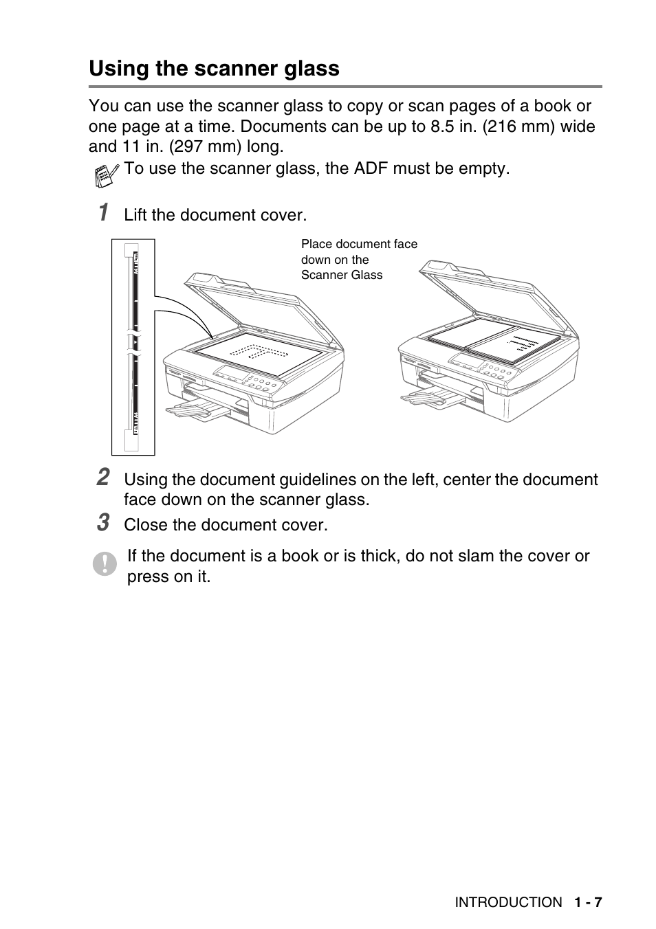 Using the scanner glass, Using the scanner glass -7 | Brother DCP-120C User Manual | Page 25 / 113