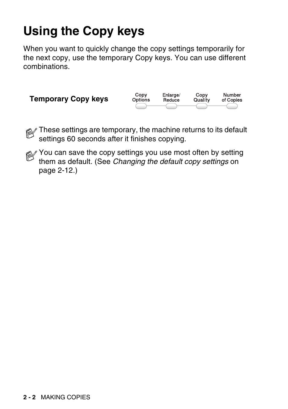 Using the copy keys, Using the copy keys -2 | Brother DCP-120C User Manual | Page 36 / 113