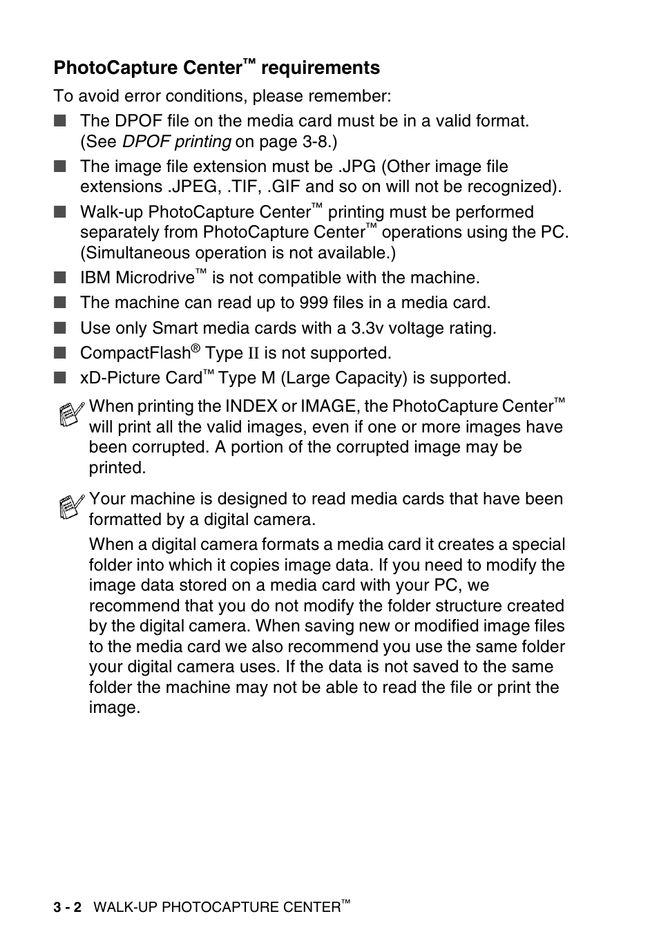 Photocapture center™ requirements, Photocapture center, Requirements -2 | Requirements | Brother DCP-120C User Manual | Page 52 / 113