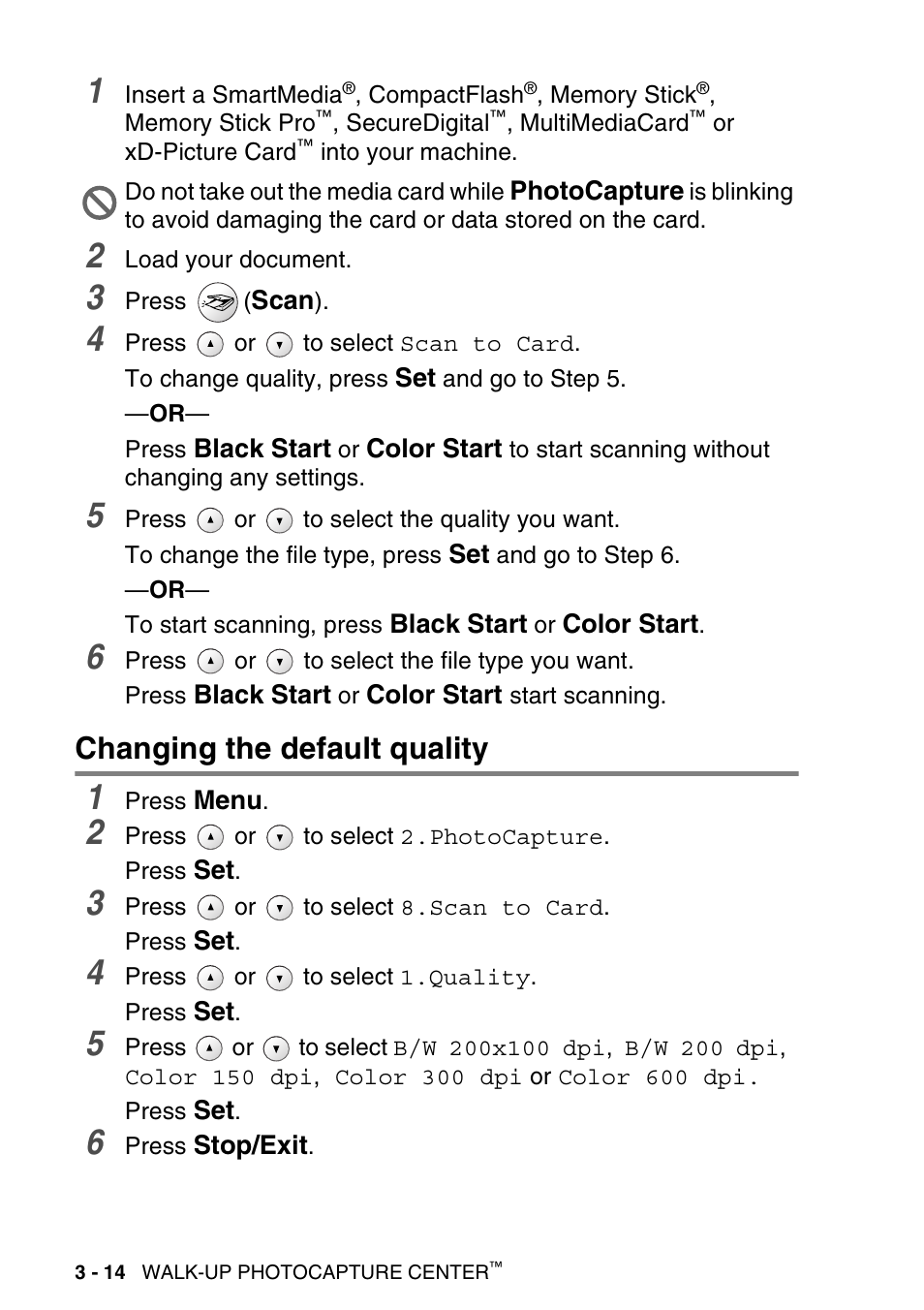Changing the default quality, Changing the default quality -14 | Brother DCP-120C User Manual | Page 64 / 113