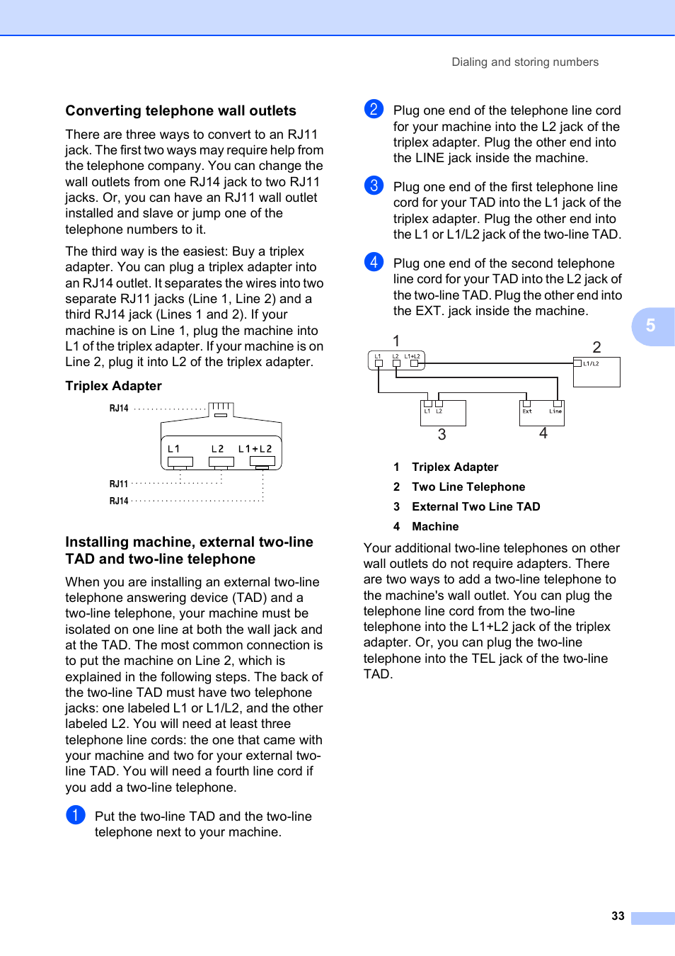 Converting telephone wall outlets | Brother MFC-J4410DW User Manual | Page 39 / 88