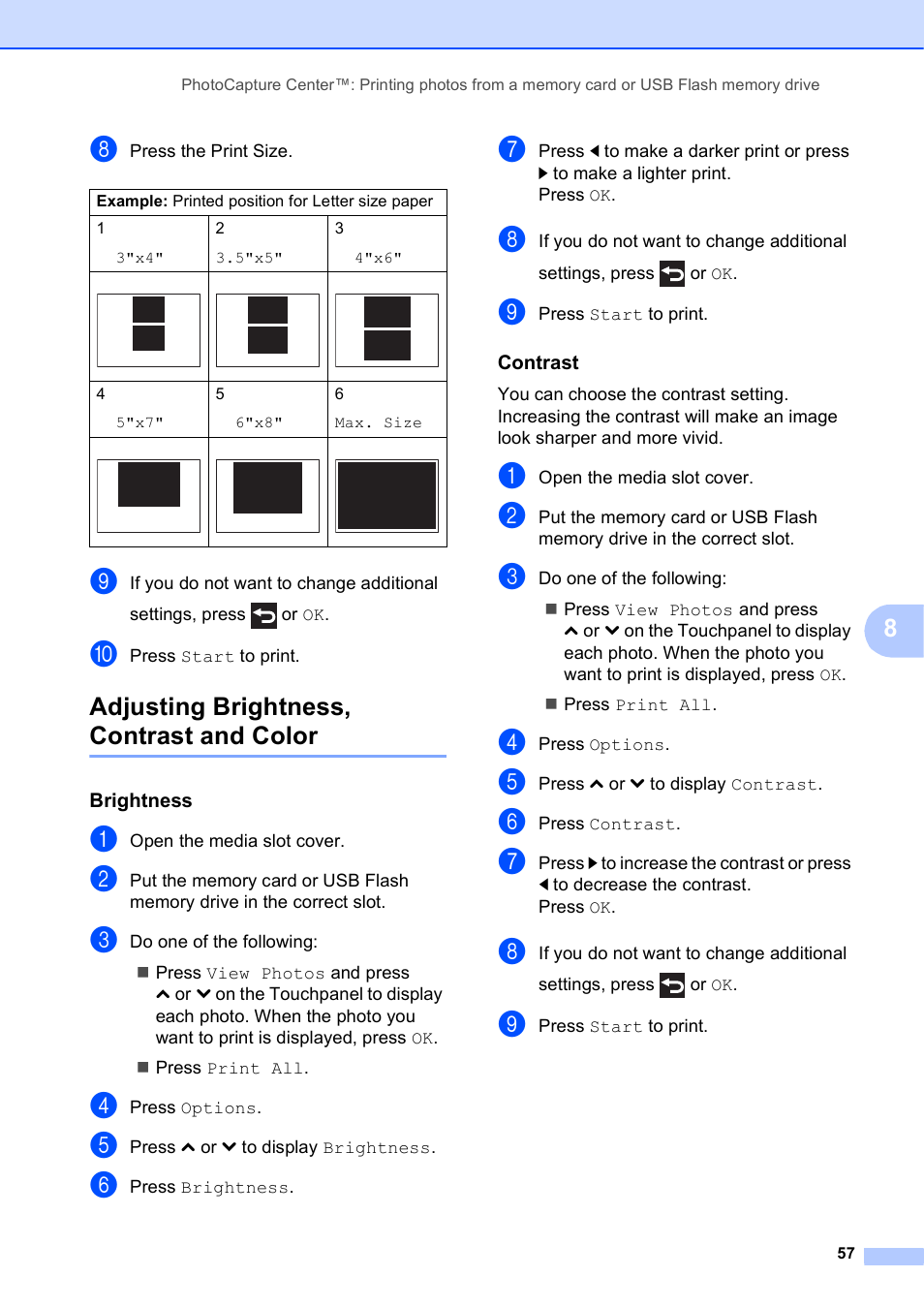 Adjusting brightness, contrast and color, Brightness, Contrast | Brother MFC-J4410DW User Manual | Page 63 / 88