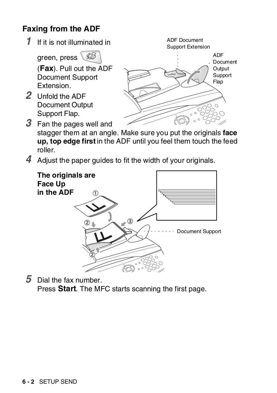 Faxing from the adf, Faxing from the adf -2 | Brother MFC-8820DN User Manual | Page 102 / 421