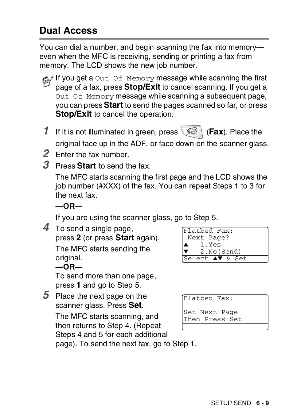Dual access, Dual access -9 | Brother MFC-8820DN User Manual | Page 109 / 421
