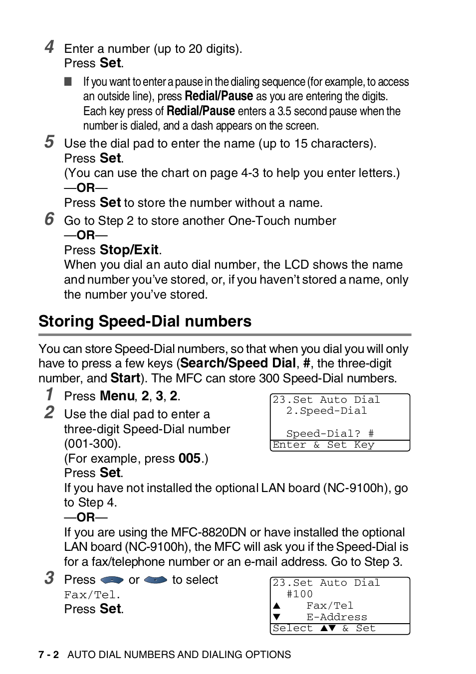 Storing speed-dial numbers, Storing speed-dial numbers -2 | Brother MFC-8820DN User Manual | Page 125 / 421
