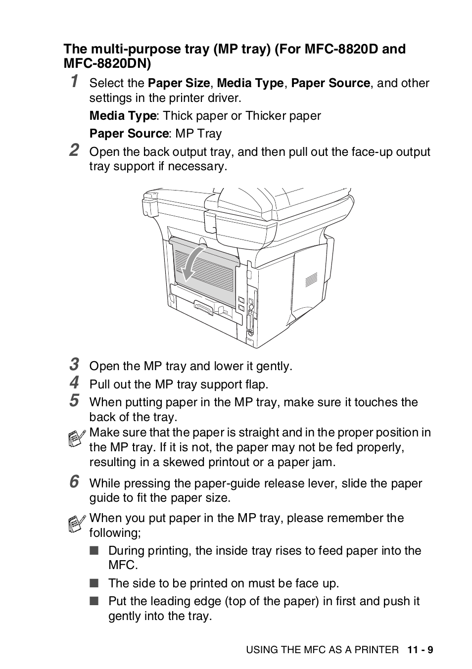 The multi-purpose tray (mp tray), For mfc-8820d and mfc-8820dn) -9 | Brother MFC-8820DN User Manual | Page 166 / 421