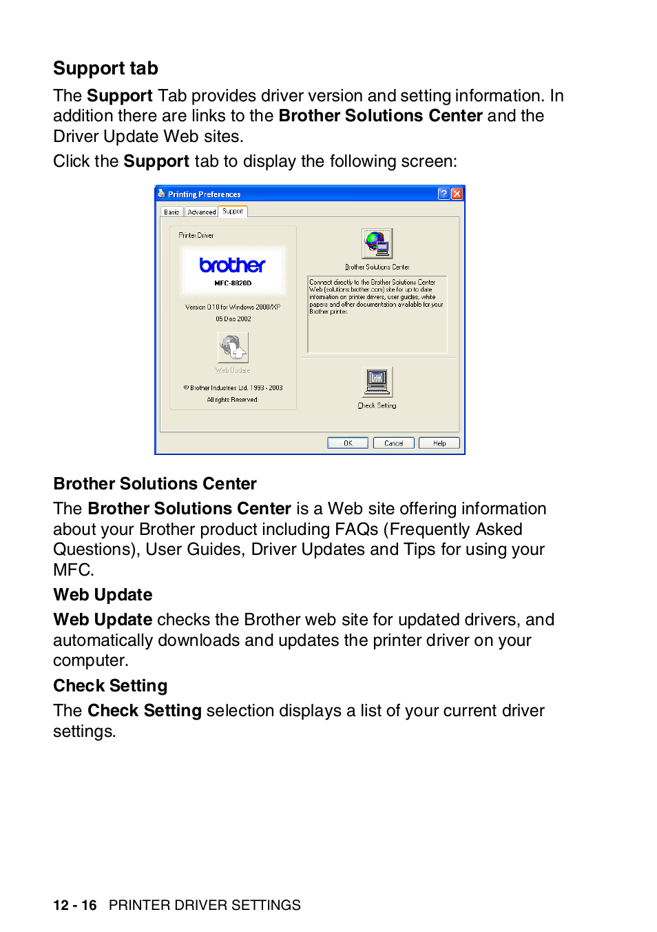 Support tab, Support tab -16 | Brother MFC-8820DN User Manual | Page 191 / 421