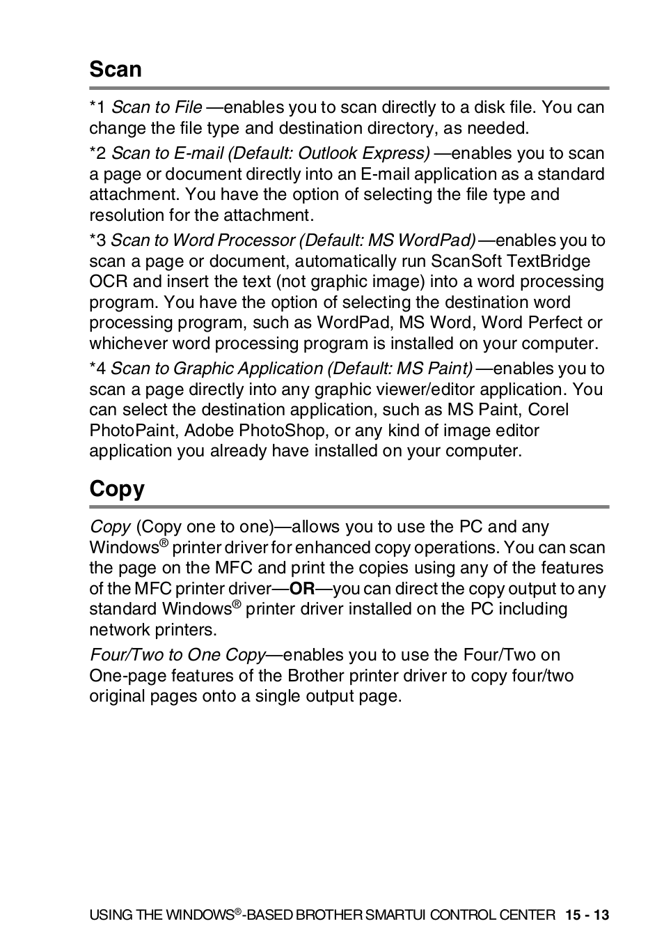 Scan, Copy, Scan -13 copy -13 | Brother MFC-8820DN User Manual | Page 250 / 421