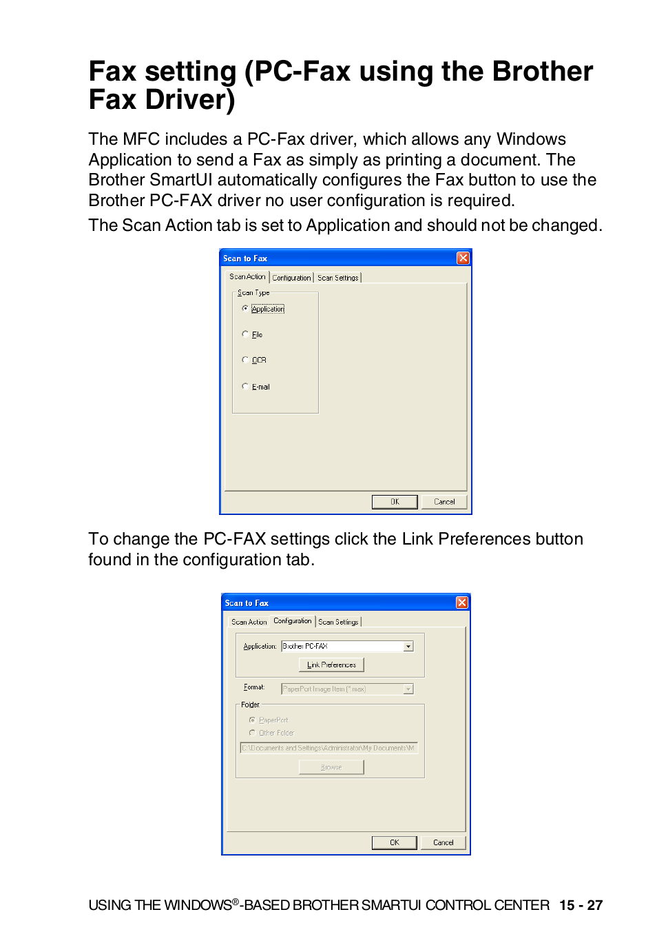 Fax setting (pc-fax using the brother fax driver) | Brother MFC-8820DN User Manual | Page 264 / 421