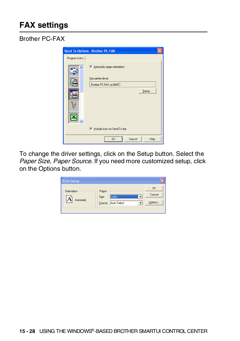 Fax settings, Fax settings -28 | Brother MFC-8820DN User Manual | Page 265 / 421