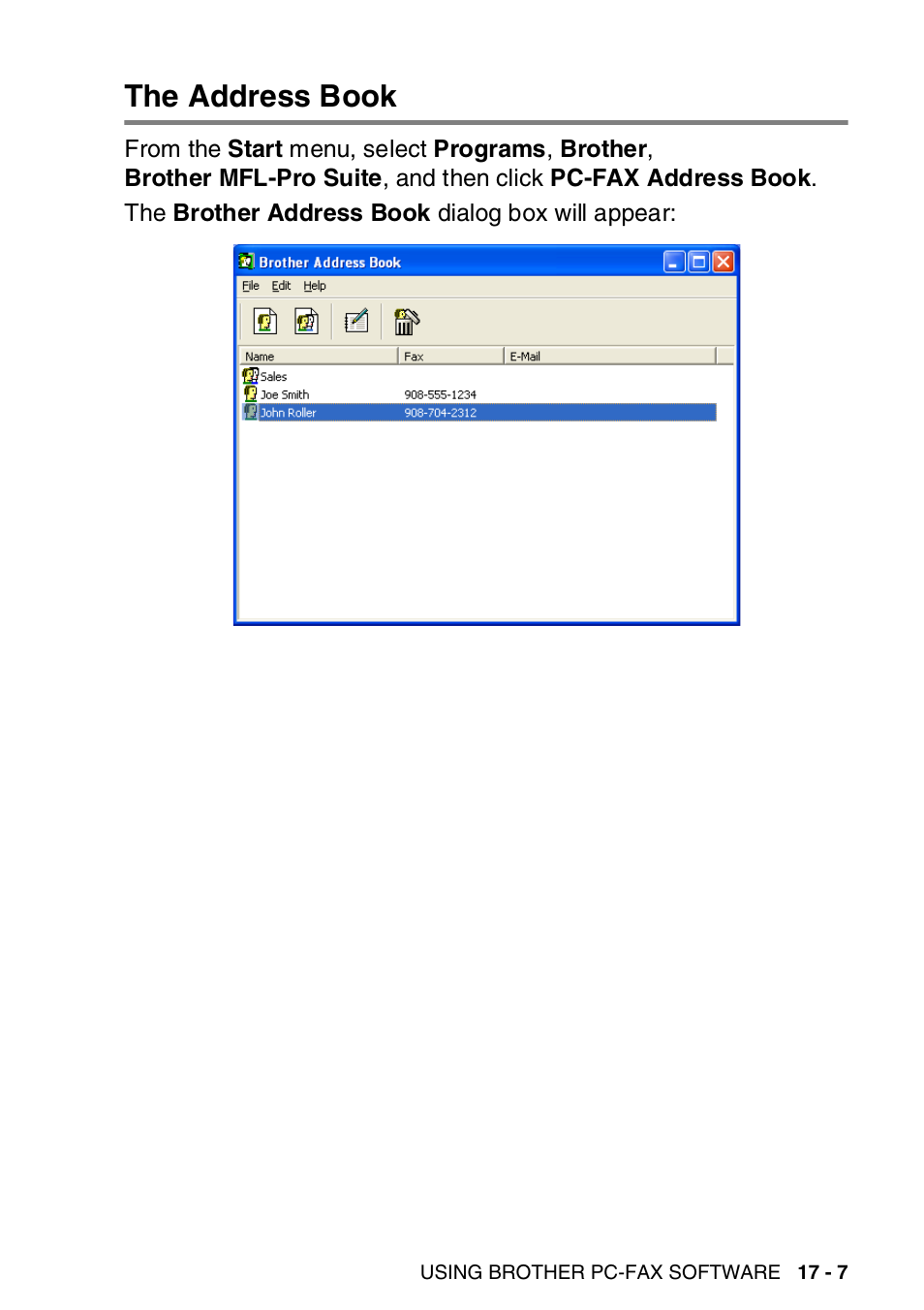 The address book, The address book -7 | Brother MFC-8820DN User Manual | Page 281 / 421