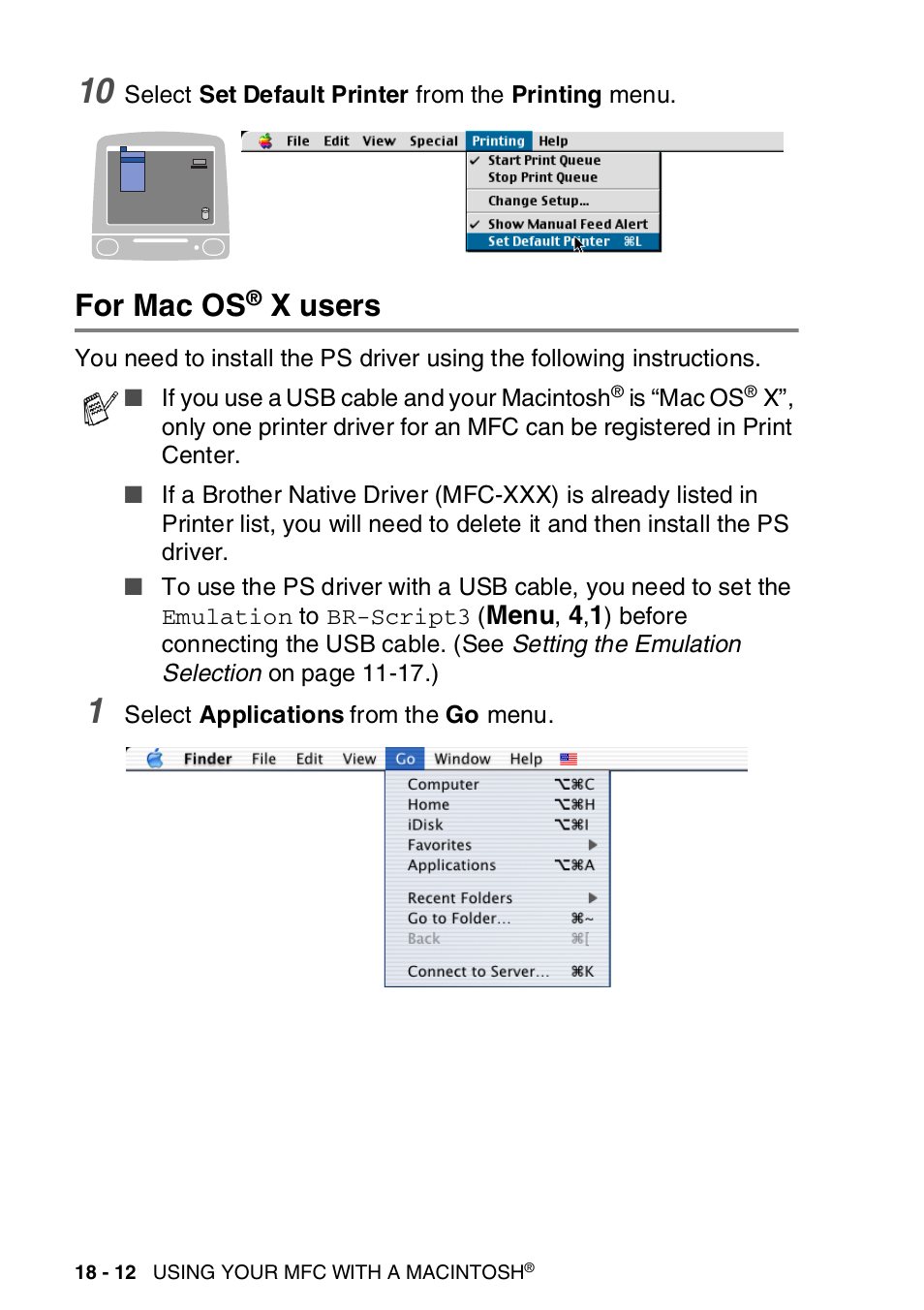 For mac os® x users, For mac os x users -12, For mac os | X users | Brother MFC-8820DN User Manual | Page 311 / 421