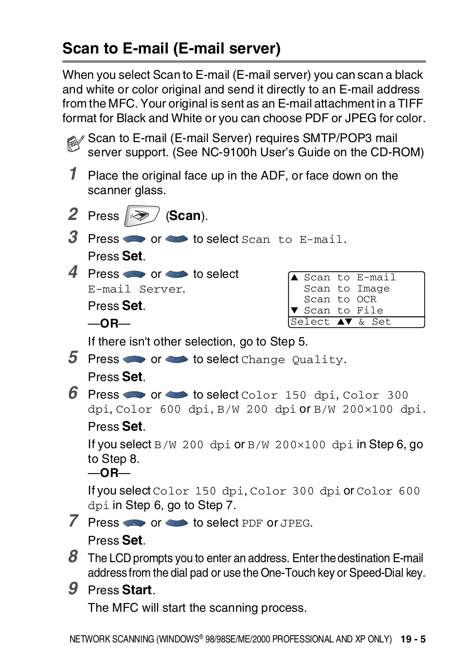 Scan to e-mail (e-mail server), Scan to e-mail (e-mail server) -5 | Brother MFC-8820DN User Manual | Page 335 / 421