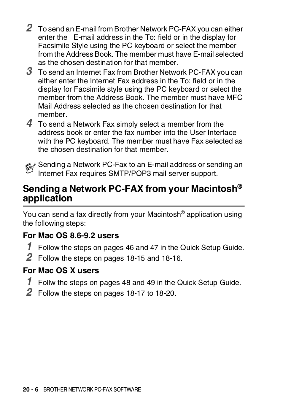 For mac os 8.6-9.2 users, For mac os x users, Sending a network pc-fax from your macintosh | Brother MFC-8820DN User Manual | Page 344 / 421