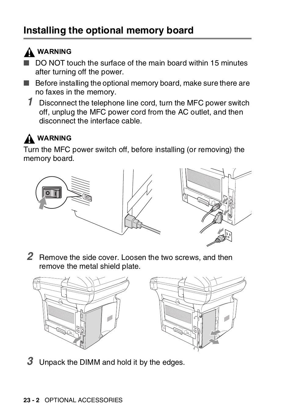 Installing the optional memory board, Installing the optional memory board -2 | Brother MFC-8820DN User Manual | Page 391 / 421