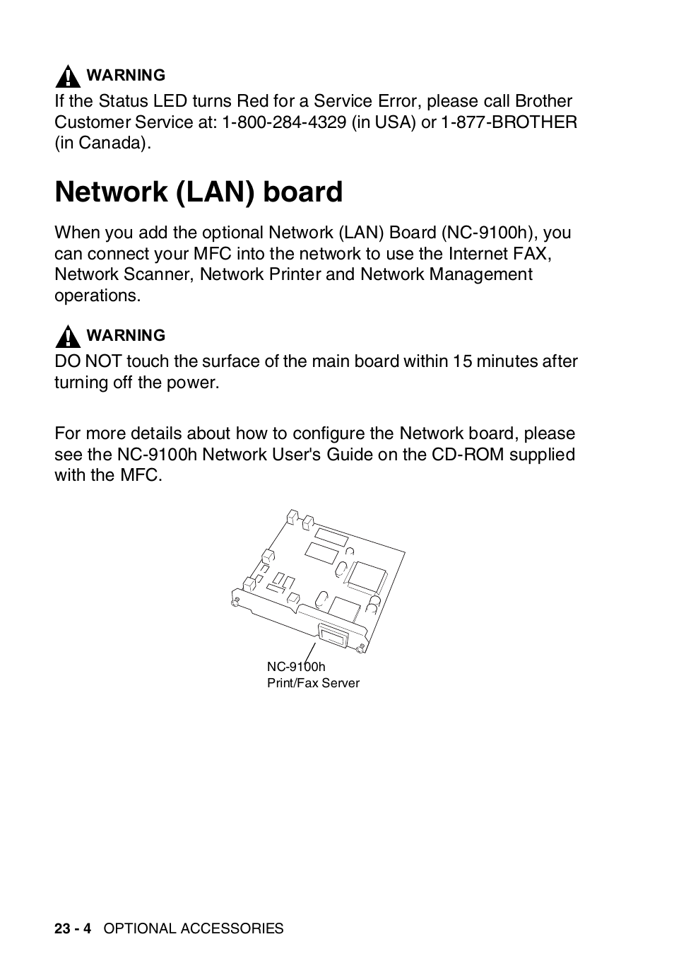 Network (lan) board, Network (lan) board -4 | Brother MFC-8820DN User Manual | Page 393 / 421