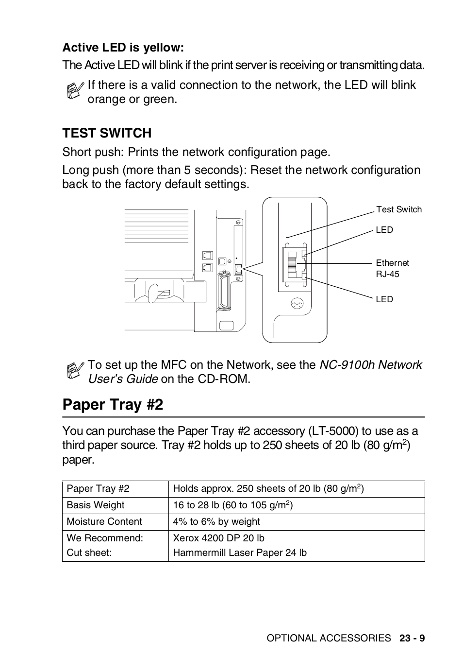 Test switch, Paper tray #2, Test switch -9 | Paper tray #2 -9 | Brother MFC-8820DN User Manual | Page 398 / 421