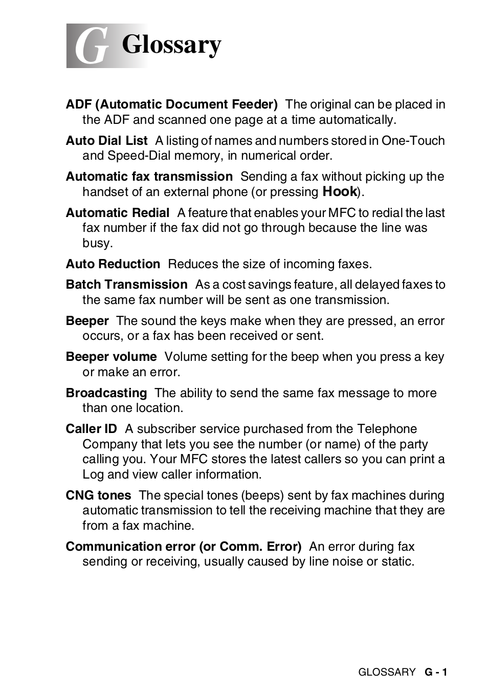 Glossary | Brother MFC-8820DN User Manual | Page 399 / 421