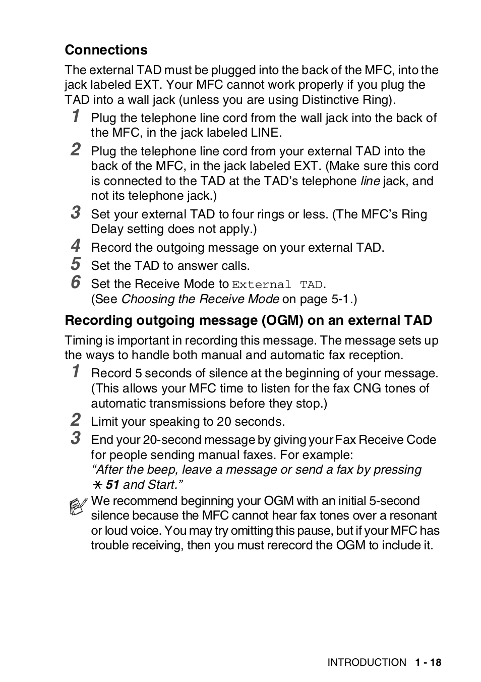 Connections, Tad -18 | Brother MFC-8820DN User Manual | Page 44 / 421