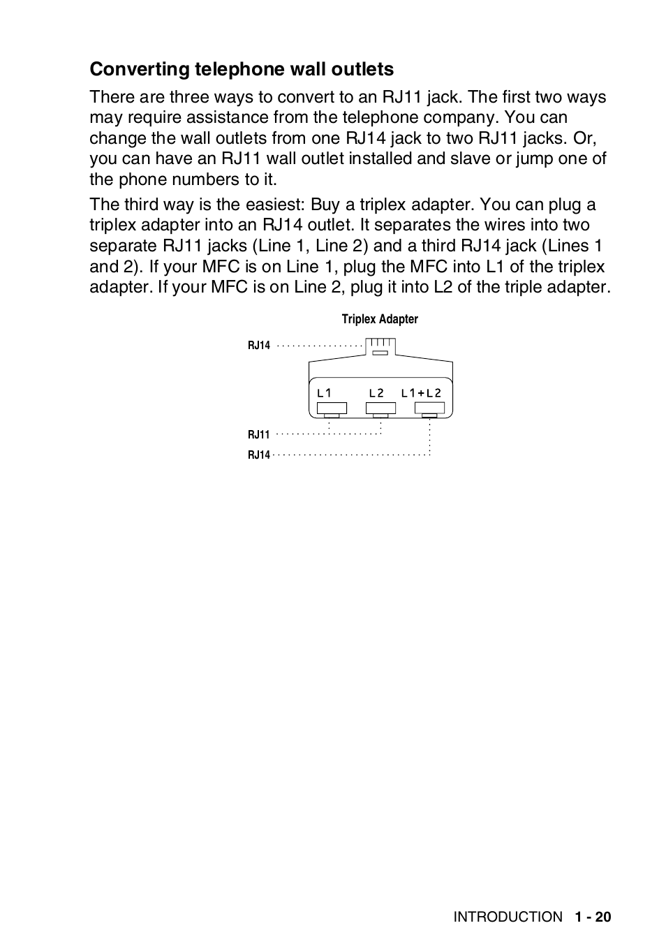 Converting telephone wall outlets, Converting telephone wall outlets -20 | Brother MFC-8820DN User Manual | Page 46 / 421