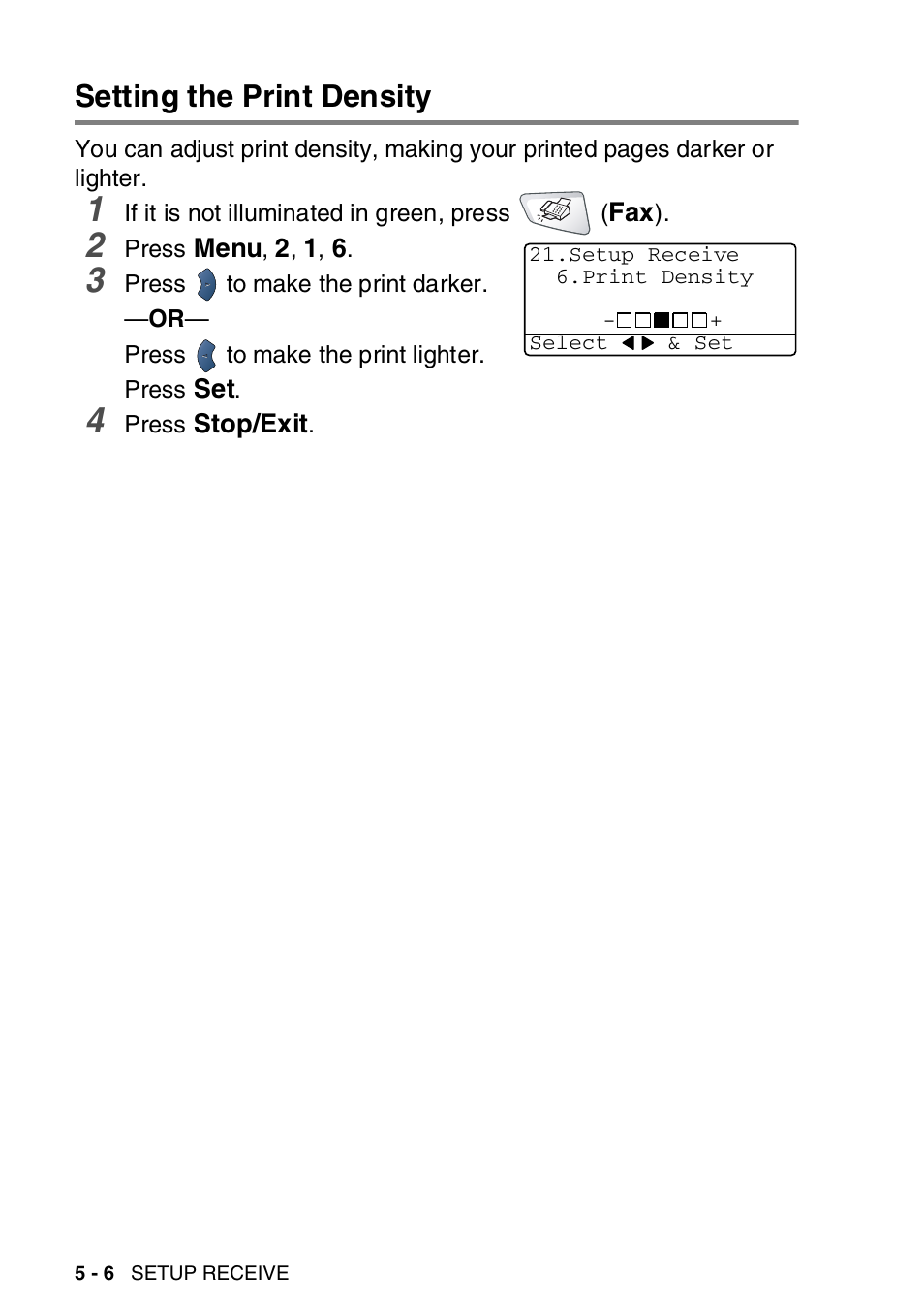 Setting the print density, Setting the print density -6 | Brother MFC-8820DN User Manual | Page 91 / 421