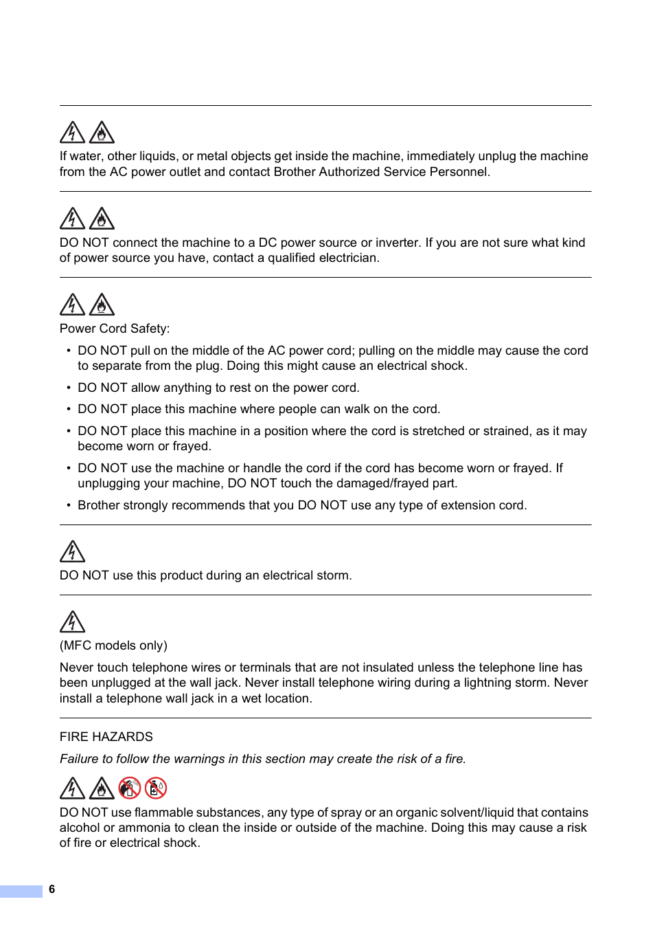 Do not use this product during an electrical storm | Brother DCP-J152W User Manual | Page 6 / 16