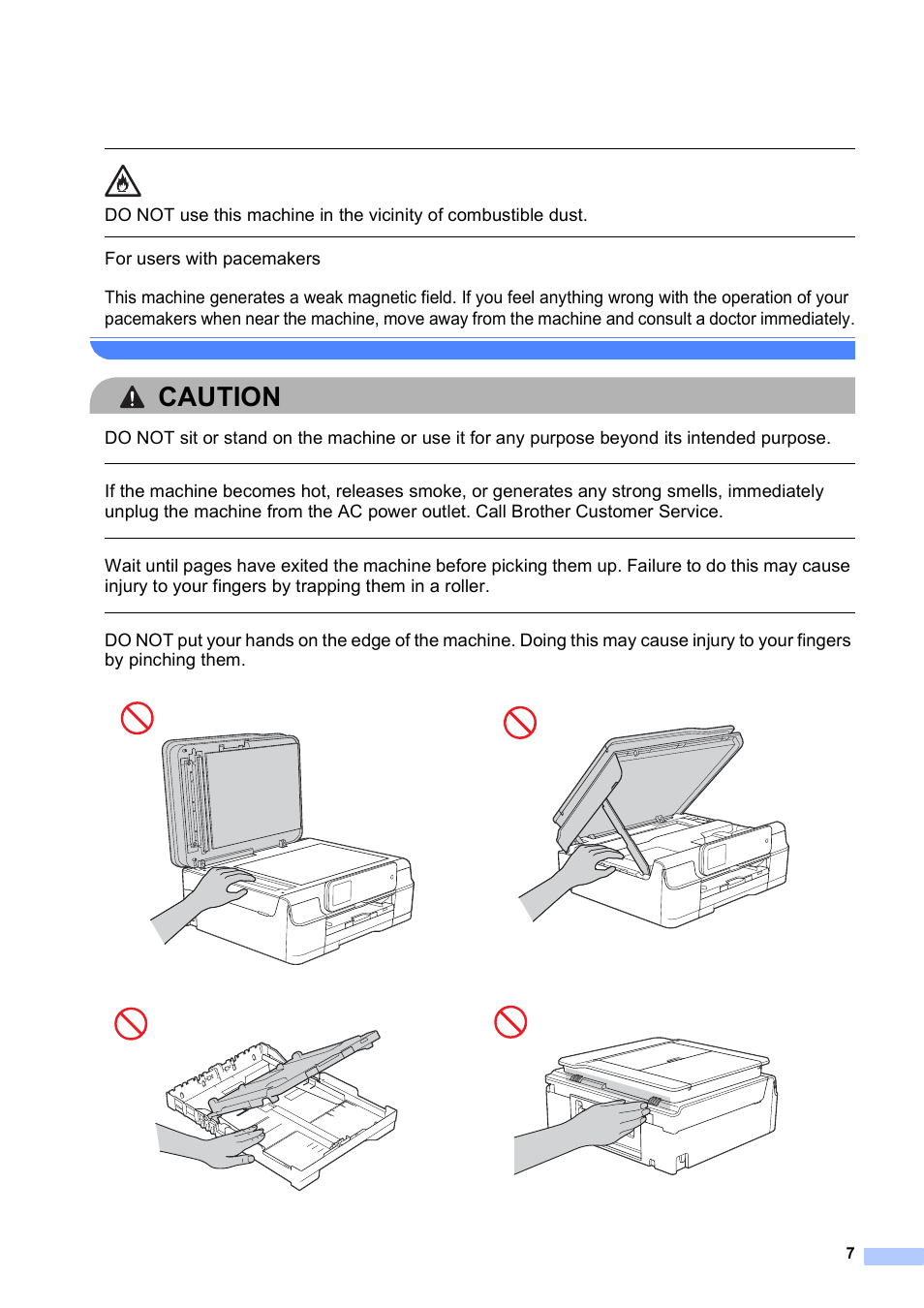 Caution | Brother DCP-J152W User Manual | Page 7 / 16
