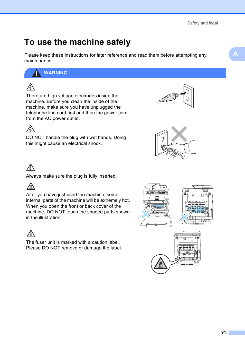 To use the machine safely | Brother MFC-9440CN User Manual | Page 107 / 247
