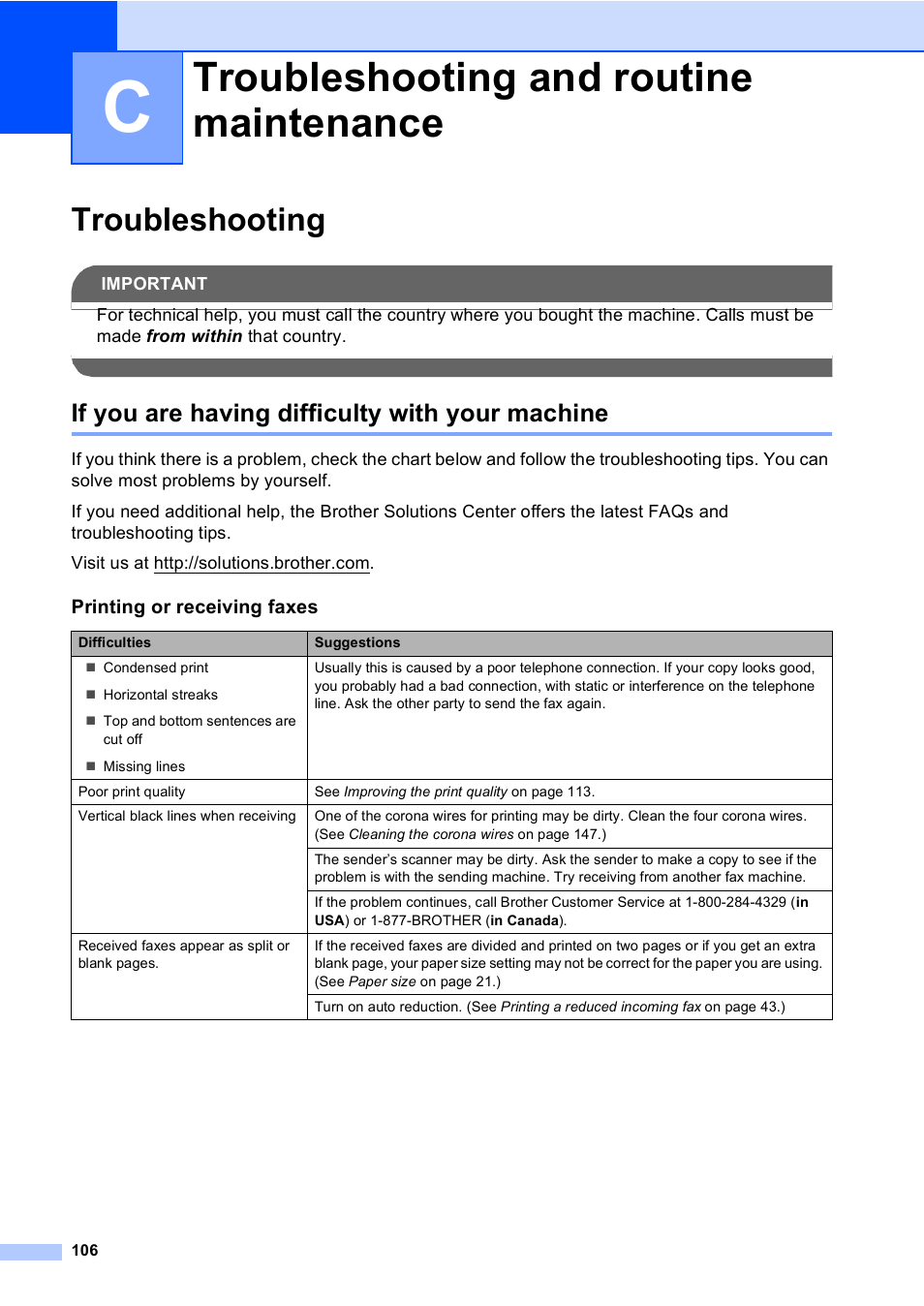 C troubleshooting and routine maintenance, Troubleshooting, If you are having difficulty with your machine | Troubleshooting and routine maintenance | Brother MFC-9440CN User Manual | Page 122 / 247