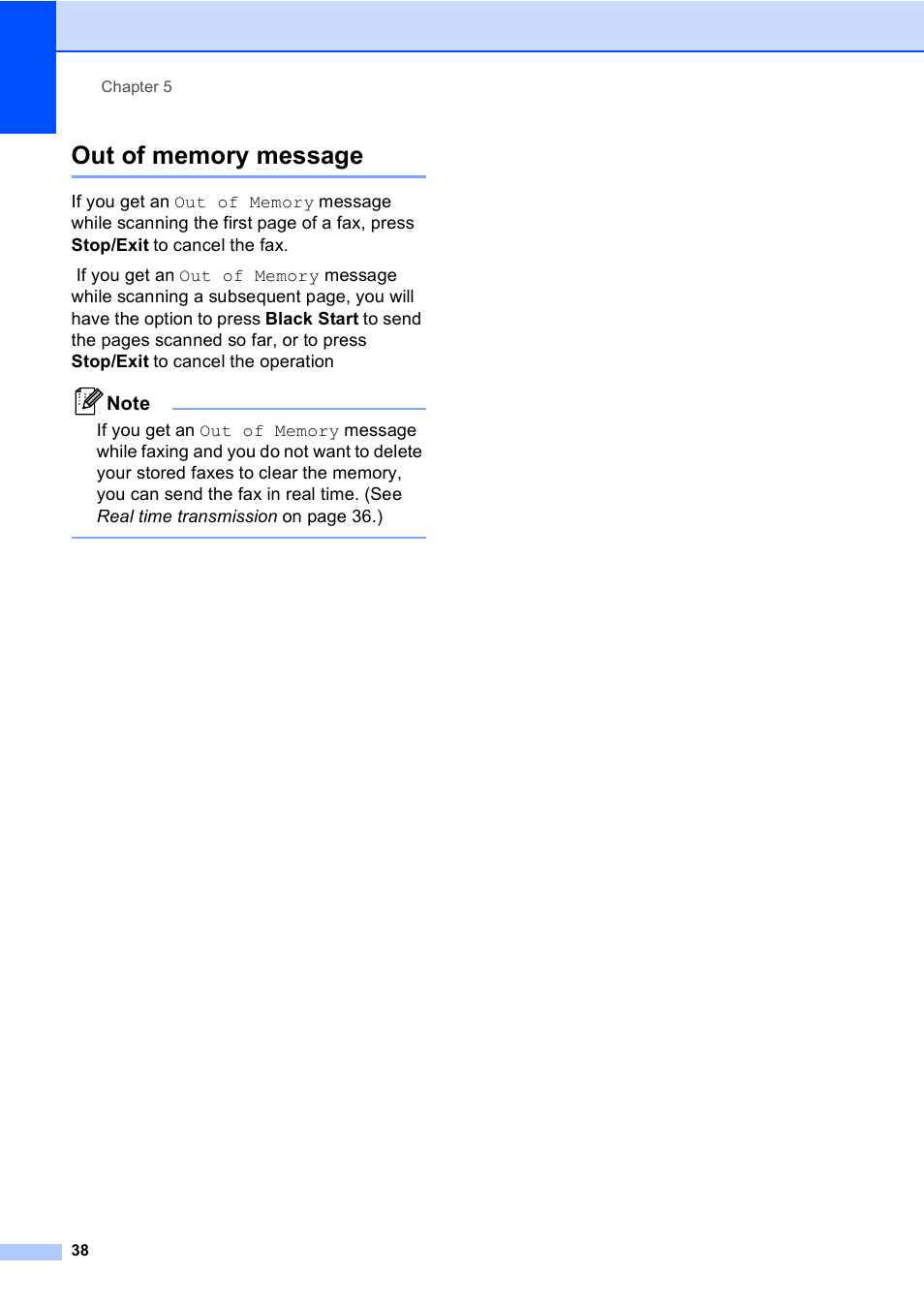 Out of memory message | Brother MFC-9440CN User Manual | Page 54 / 247