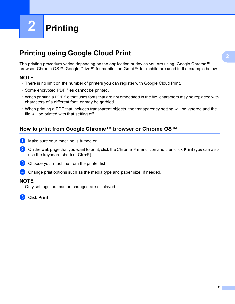 2 printing, Printing using google cloud print, Printing | Brother HL-6180DWT User Manual | Page 10 / 13