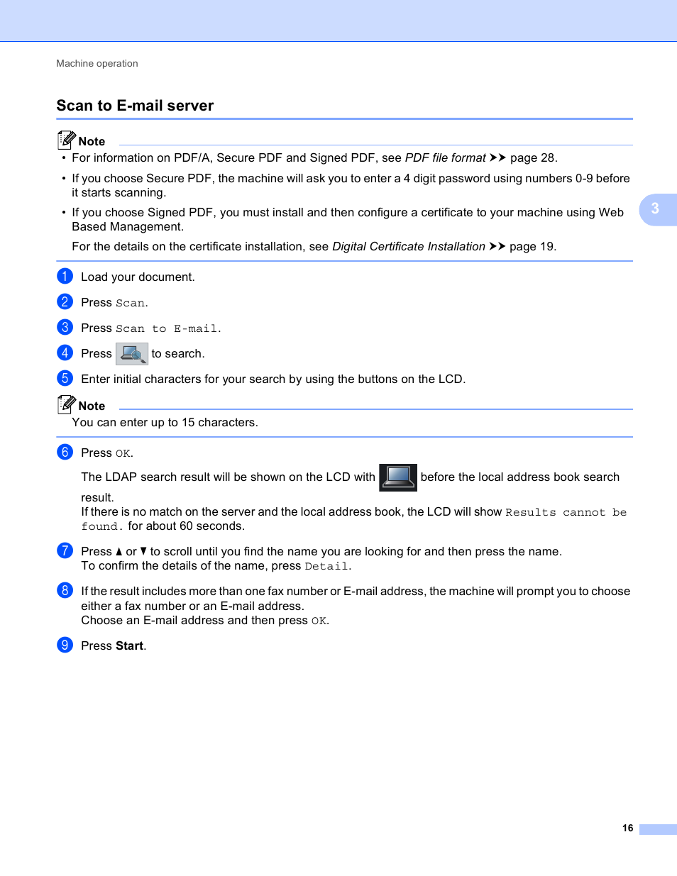 Scan to e-mail server, 3scan to e-mail server | Brother MFC-8950DWT User Manual | Page 19 / 31