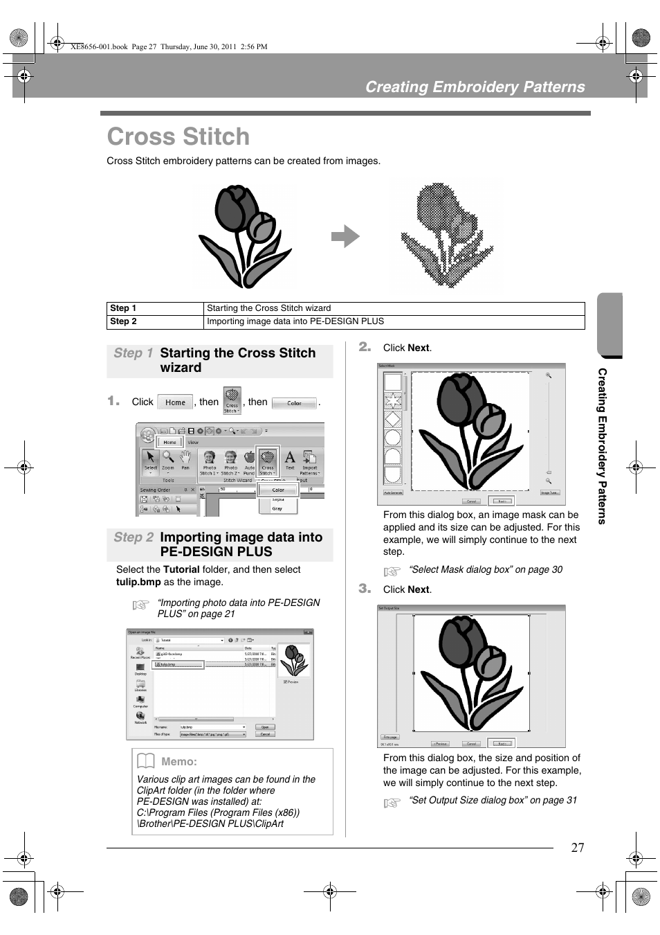 Cross stitch, Creating embroidery patterns | Brother PE-DESIGN PLUS User Manual | Page 29 / 80
