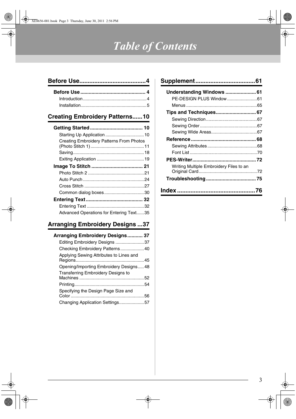 Brother PE-DESIGN PLUS User Manual | Page 5 / 80